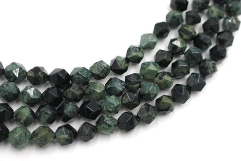 Green Jasper Gemstone Beads, 8mm, Faceted